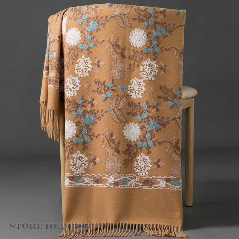 Cashmere Throw Blanket - Women's Cashmere Pashmina Scarf Wrap Embroidery