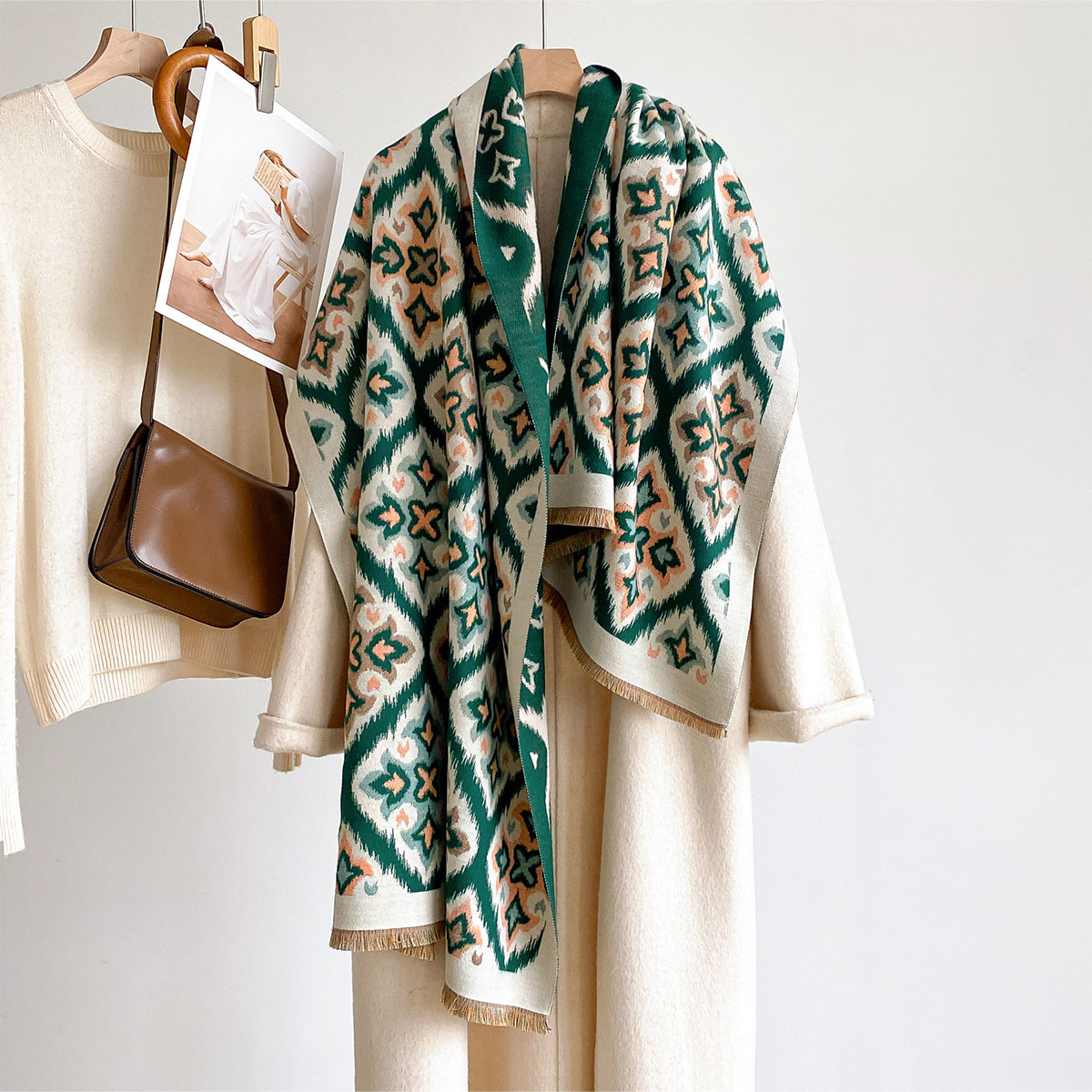 Cashmere Throw Blanket - Women Reversible Imitation Cashmere Scarf Winter