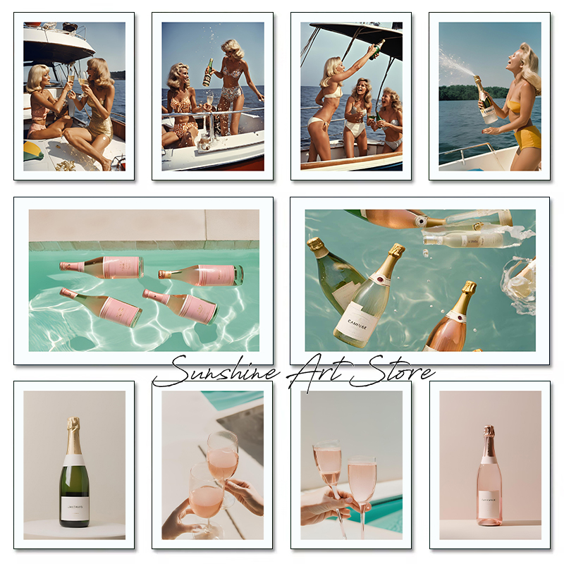 Luxury Lifestyle Pictures - Champagne Women Party Summer Art Swimming