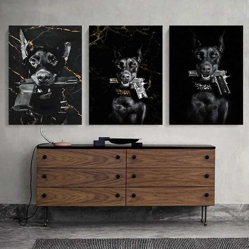Quiet Luxury Lifestyle - Fashion Black Doberman Dog Lion With